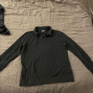 Abercrombie & Fitch Cable Knit Polo Collar Sweater Black Size M